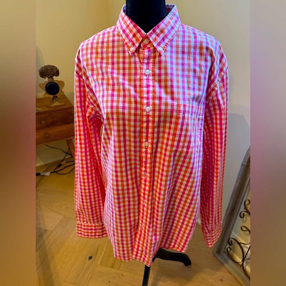 J. Crew Pink and White Casual Button Down Shirt